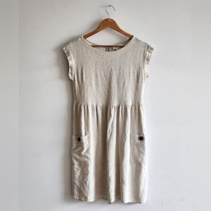 Monteau Beige Cream Linen Blend Midi Dress